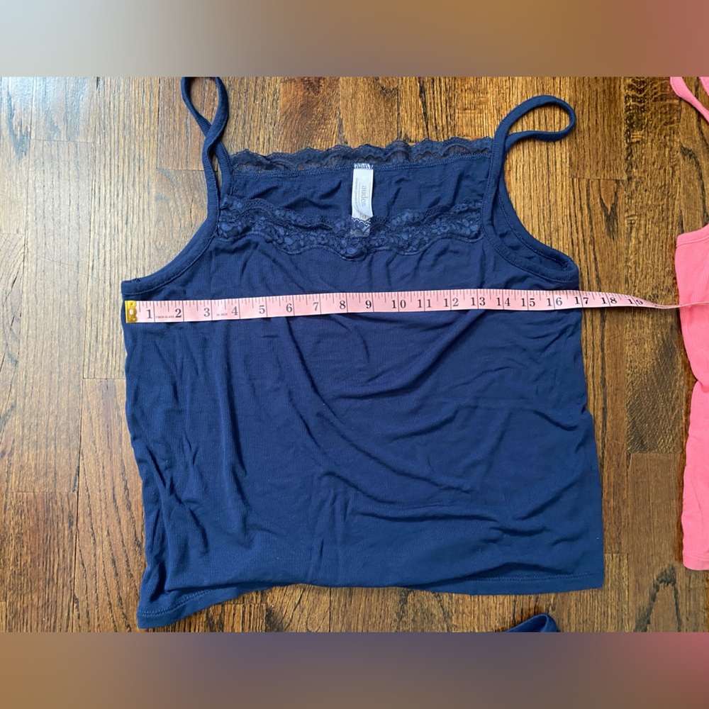 Set of 2 Women's Lace-Trim Cami & Short Sleep Set (M)- Navy &Coral (4pcs total) - Picture 8 of 15